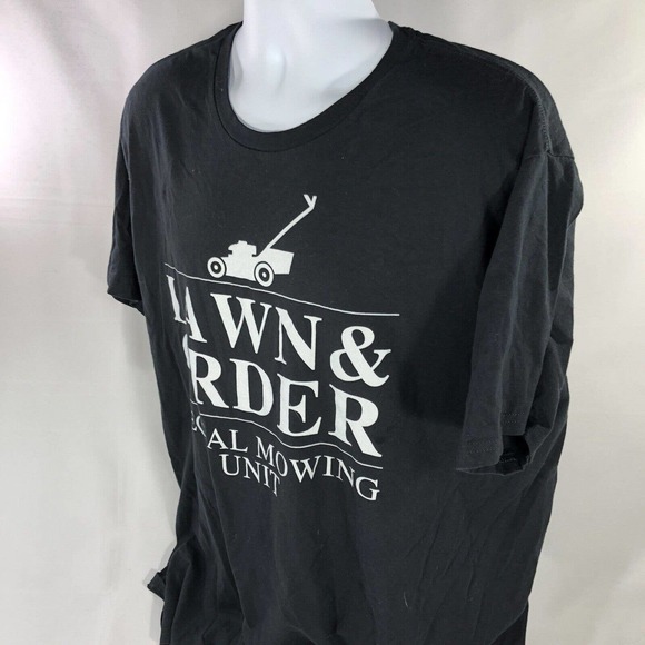 LAW & ORDER SPECIAL MOWING UNIT SHIRT MENS 2XL BLACK SHORT SLEEVE FUNNY DAD MOW - Picture 6 of 15
